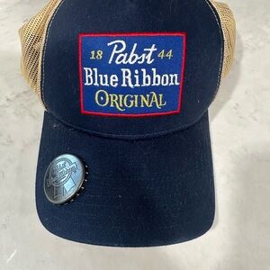Pabst Blue Ribbon Original Navy and Tan Hat